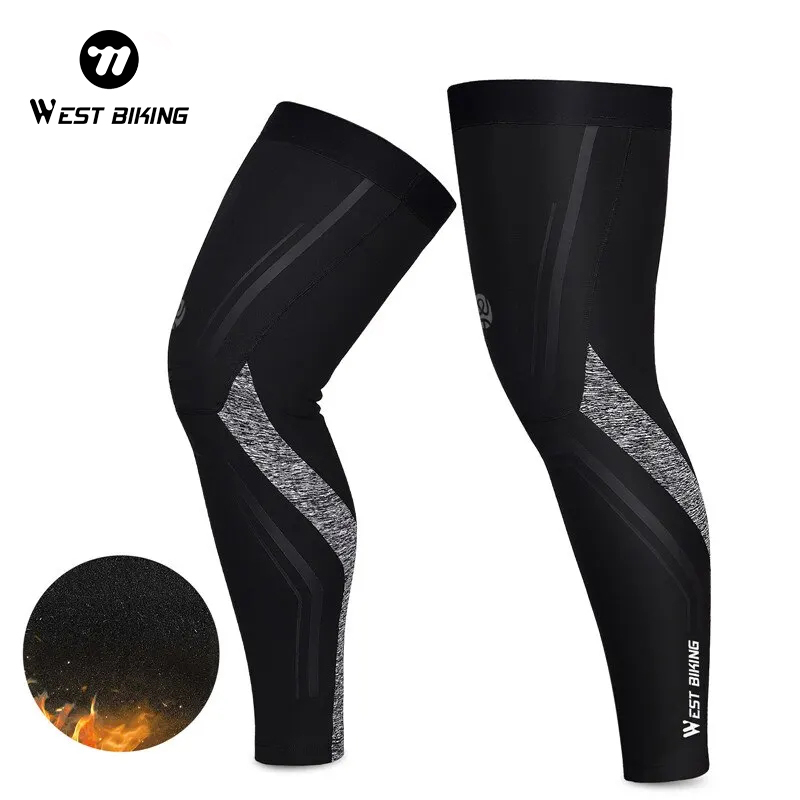 Running Gear Autumn - フィットネススポーツギア秋冬プラスベルベットレッグウォーマーmtbロード自転車サーマルレギンスウエストバイク暖かい脚袖ランニング