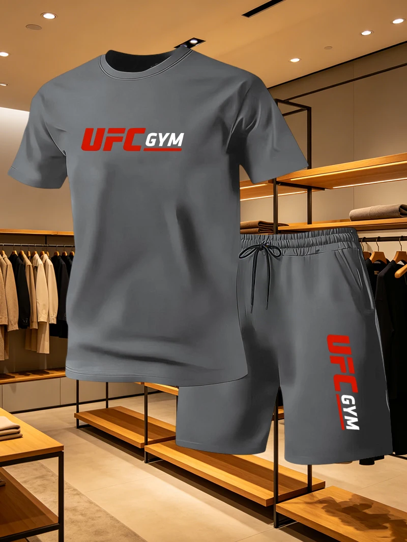 Running Gear Men - メンズファッション Tシャツ ショートパンツ UFC カジュアルセット 夏