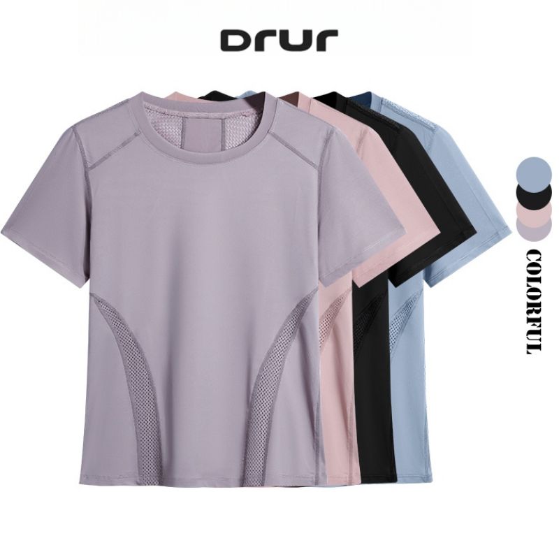 Running Gear For Women - DRUR 夏軽量ランニング Tシャツ女性クイックドライジムワークアウトトップ通気性ルーズフィットスポーツ Tシャツアクティブウェアヨガ服