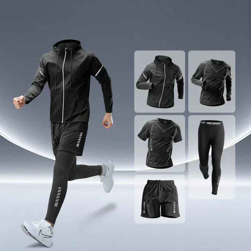 メンズフィットネスランニングセット タイトフィット速乾性ウェ - Running Gear Autumn のレビューと価格
