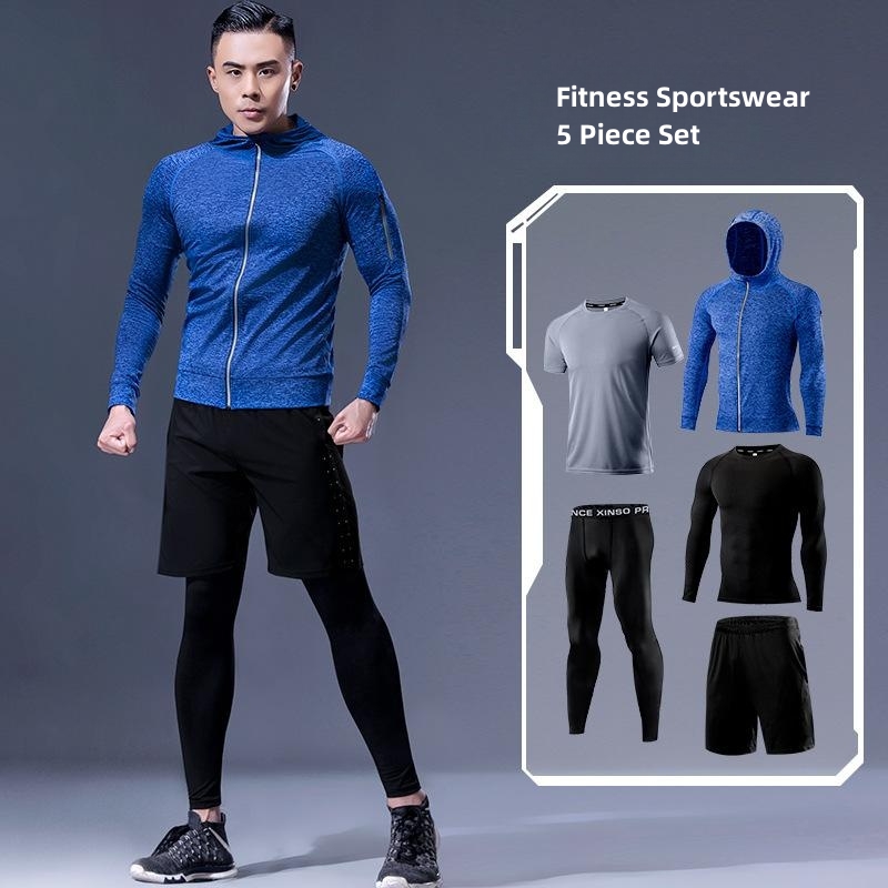 5点セット メンズ フィットネスウェア セット 速乾 ジム  - Running Gear Autumn のレビューと価格