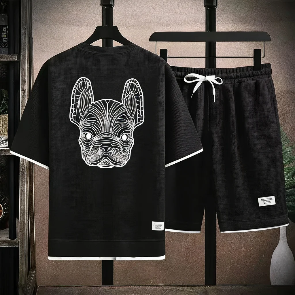 夏のメンズ速乾カジュアル半袖Tシャツとショートパンツセットシ - Running Gear Men のレビューと価格