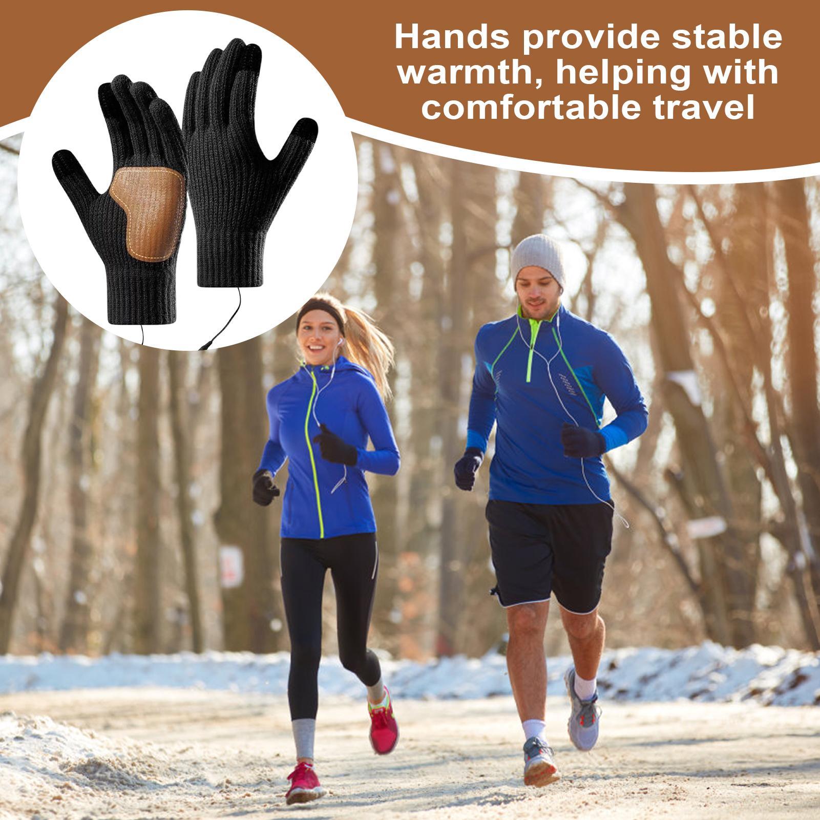 タッチスクリーン付きUSB加熱グローブ、スキー、ランニング用 - Running Gear Cold Weather Men のレビューと価格