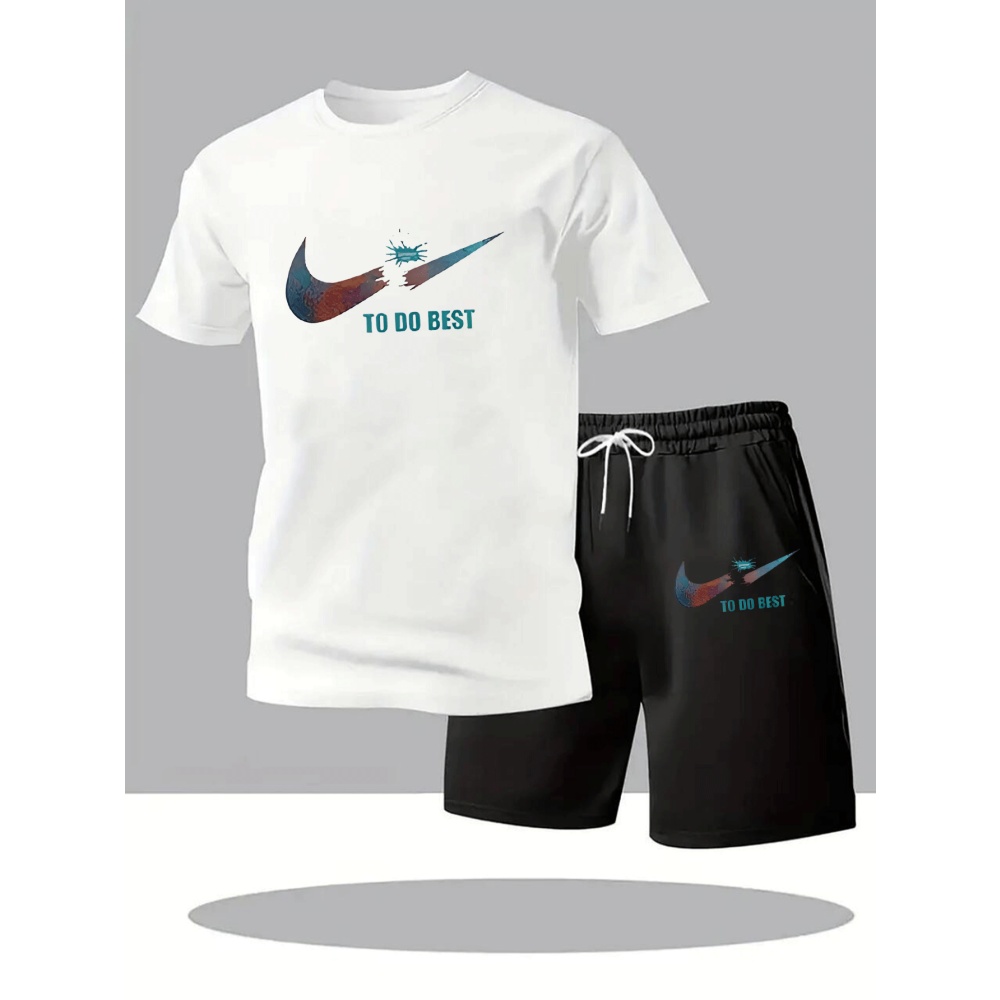 新しい夏のスポーツウェアメンズスーツファッションツーピースス - Running Gear Men のレビューと価格