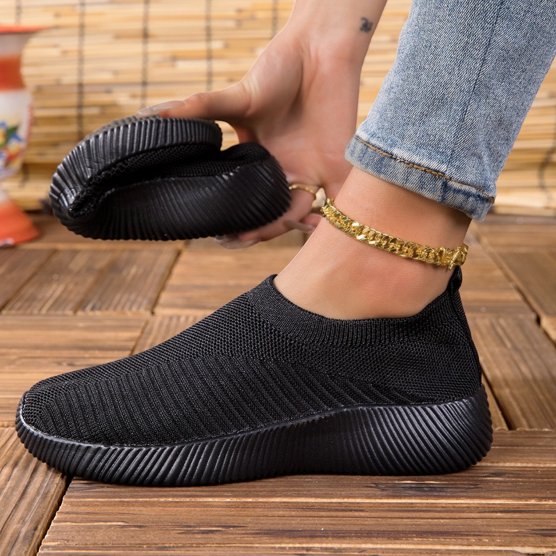 レディーススニーカー 通気性ニットメッシュ 快適フラットレー - Running Gear For Women のレビューと価格
