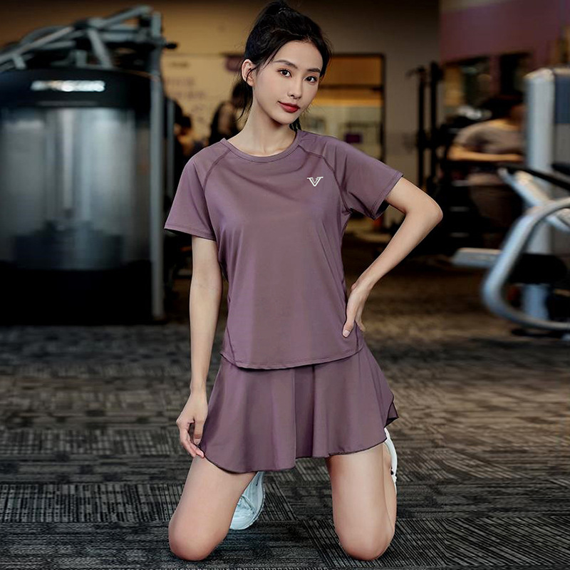 女性用ランニングスーツ半袖メッシュ電話ポケットプリーツスコー - Running Gear For Your Phone のレビューと価格
